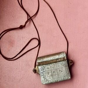 Vintage Moroccan silver prayer box pendant